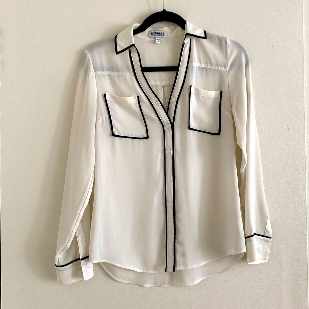Express Black and White Button Down